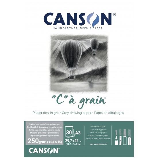 CANSON ® C À GRAIN® Gray COLOR 30 SHEETS 250 G CANSON ® C À GRAIN® Gray COLOR 30 SHEETS 250 G